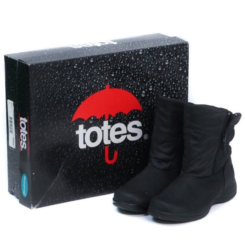 TOTES KIM Women’s Black Waterproof Winter Snow Boots Size 8 M Ankle Booties